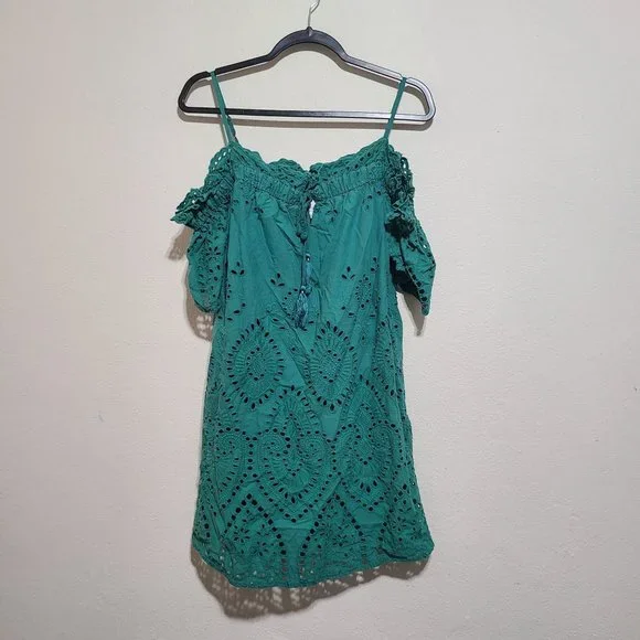 Greylin Dresses | Greylin Cold Shoulder Eyelet Tasseled Dress Size S Green | Color: Green | Size: S | Thrifts4flips's Closet